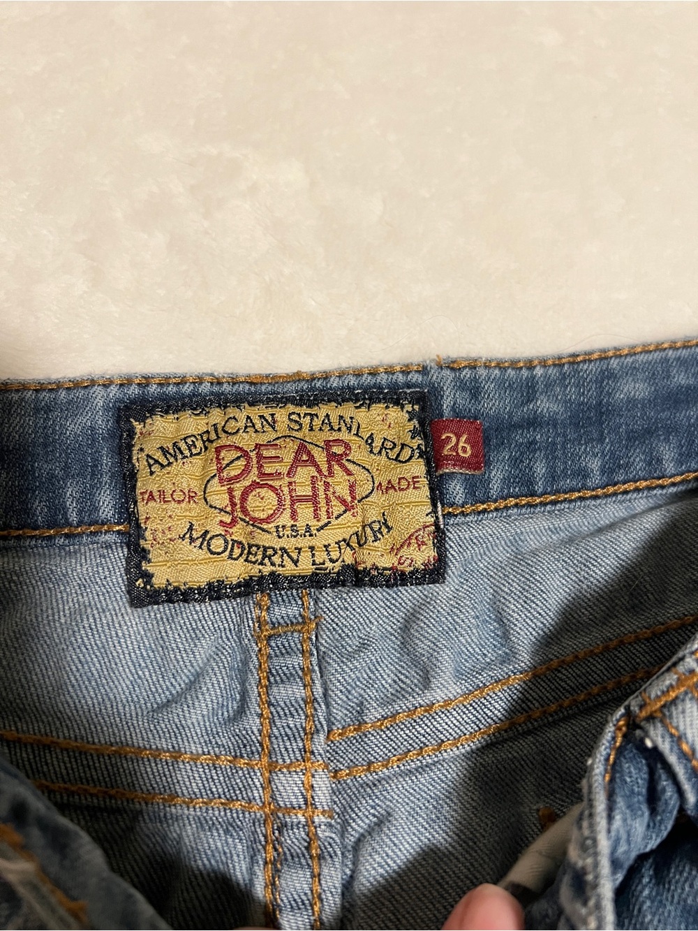 American Standard Dear John Modern Luxury Vintage Mid-Wash Denim Shorts - Blue - Picture 4 of 6
